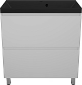 Style Line Тумба с кварцевой раковиной антрацит Манхэттен 80 Plus эмаль белая матовая